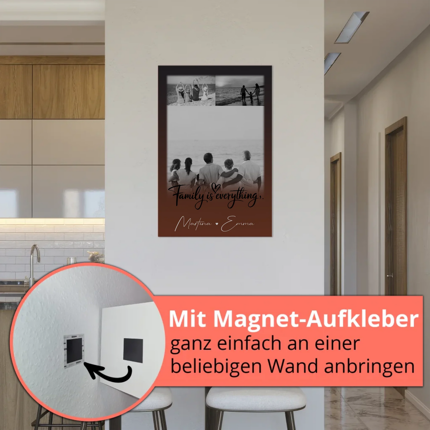 Wandbild Familie Personalisiert mit 3 Fotos Family Is Everything Individuell gestaltet