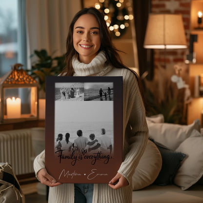 Personalisierte Fotoleinwand mit 3 Fotos Family Is Everything Individuelles Geschenk 2