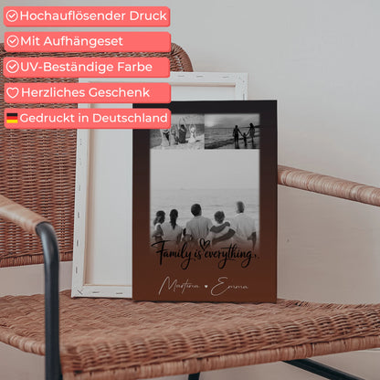 Personalisierte Fotoleinwand mit 3 Fotos Family Is Everything Individuelles Geschenk 5
