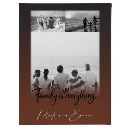 Personalisierte Fotoleinwand mit 3 Fotos Family Is Everything Individuelles Geschenk 1