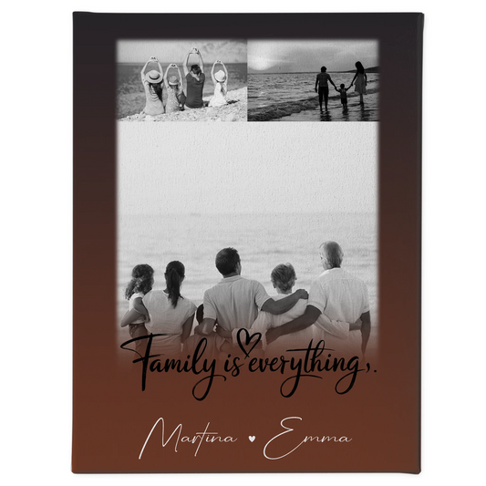 Personalisierte Fotoleinwand mit 3 Fotos Family Is Everything Individuelles Geschenk 1