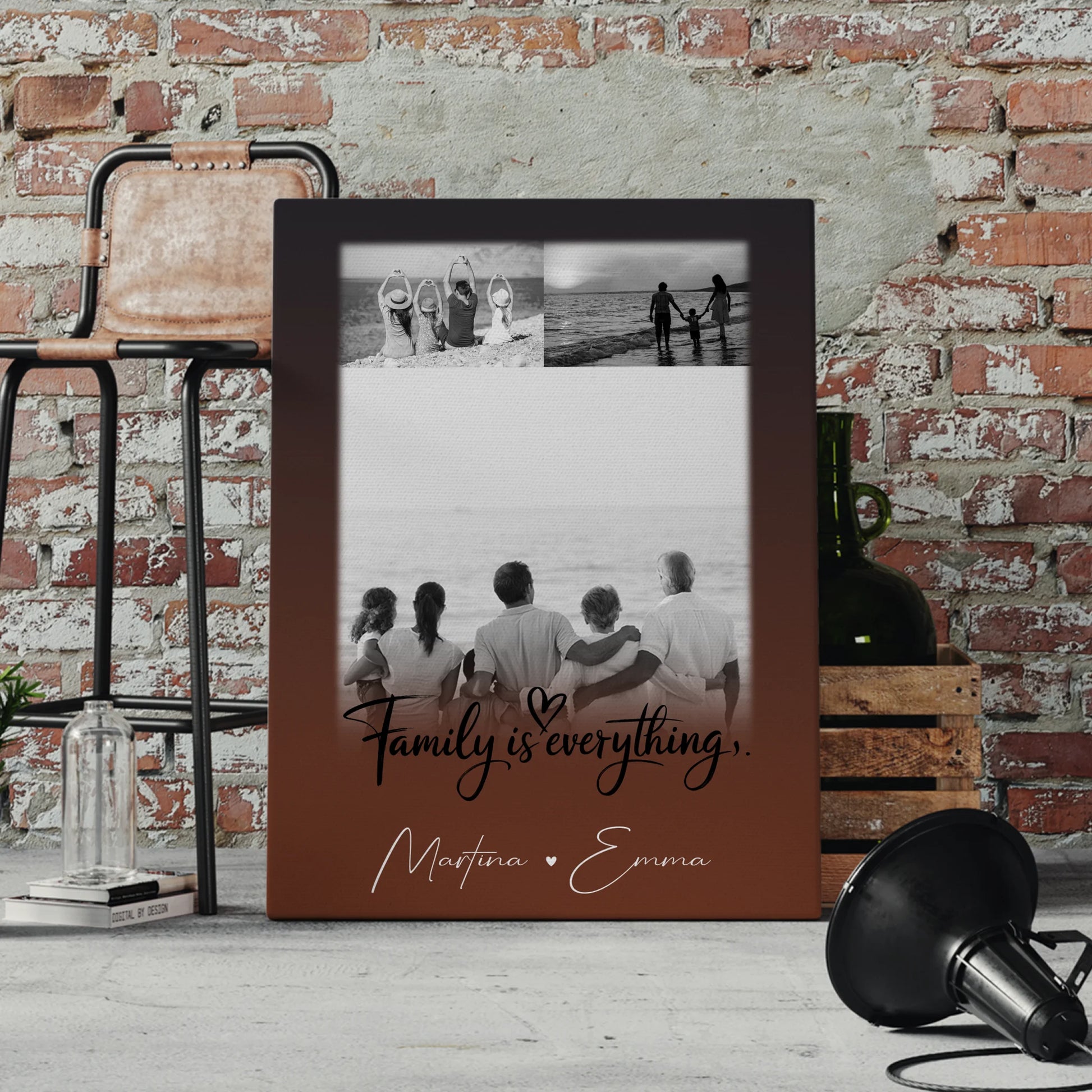 Personalisierte Fotoleinwand mit 3 Fotos Family Is Everything Individuelles Geschenk 4