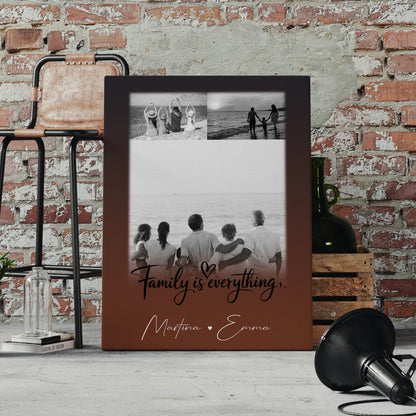 Personalisierte Fotoleinwand mit 3 Fotos Family Is Everything Individuelles Geschenk 4