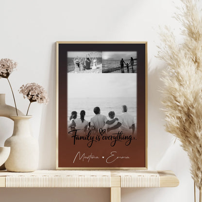 Personalisiertes Familienposter Namen mit 3 Fotos Family Is Everything Geschenkidee