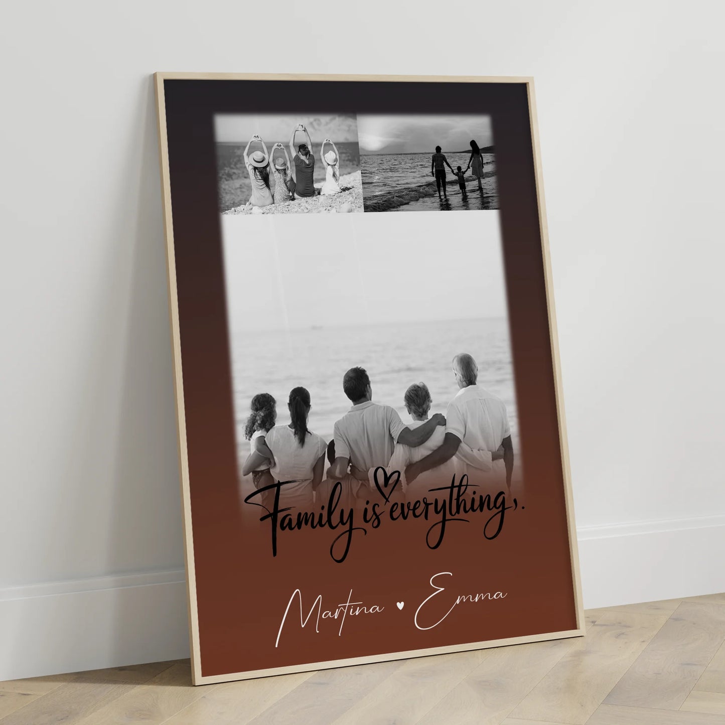 Personalisiertes Familienposter Namen mit 3 Fotos Family Is Everything Geschenkidee