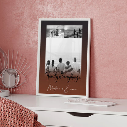 Personalisiertes Familienposter Namen mit 3 Fotos Family Is Everything Geschenkidee