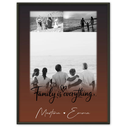 Personalisiertes Familienposter Namen mit 3 Fotos Family Is Everything Geschenkidee