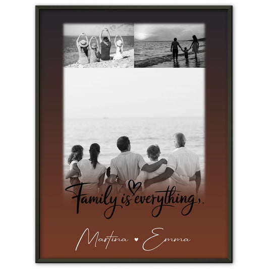 Personalisiertes Familienposter Namen mit 3 Fotos Family Is Everything Geschenkidee