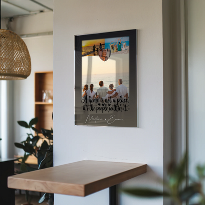 Wandbild Familie Personalisiert mit 3 Fotos und Herz Foto Home is dein Ort