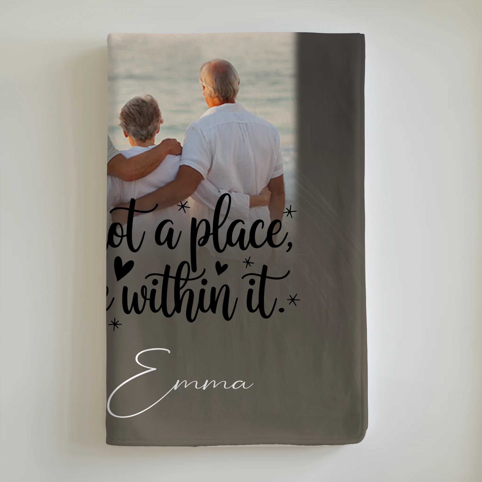 Personalisierte Decke Mit Namen 3 Fotos und 1 Herz Foto Home is Geschenk für Familie und Freunde 6