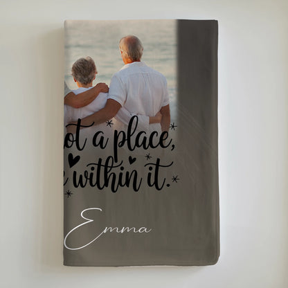 Personalisierte Decke Mit Namen 3 Fotos und 1 Herz Foto Home is Geschenk für Familie und Freunde 6