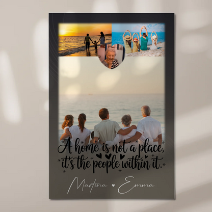 Familienbild Personalisiert mit 3 Fotos und 1 Herz Foto Home is Geschenk für die Familie 1