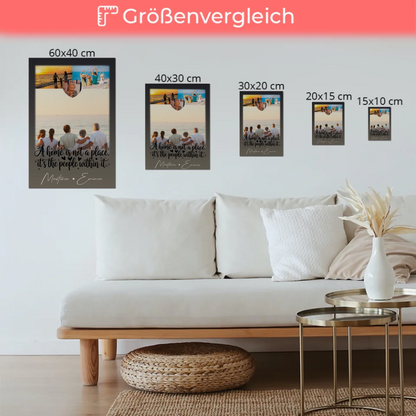 Familienbild Personalisiert mit 3 Fotos und 1 Herz Foto Home is Geschenk für die Familie 6