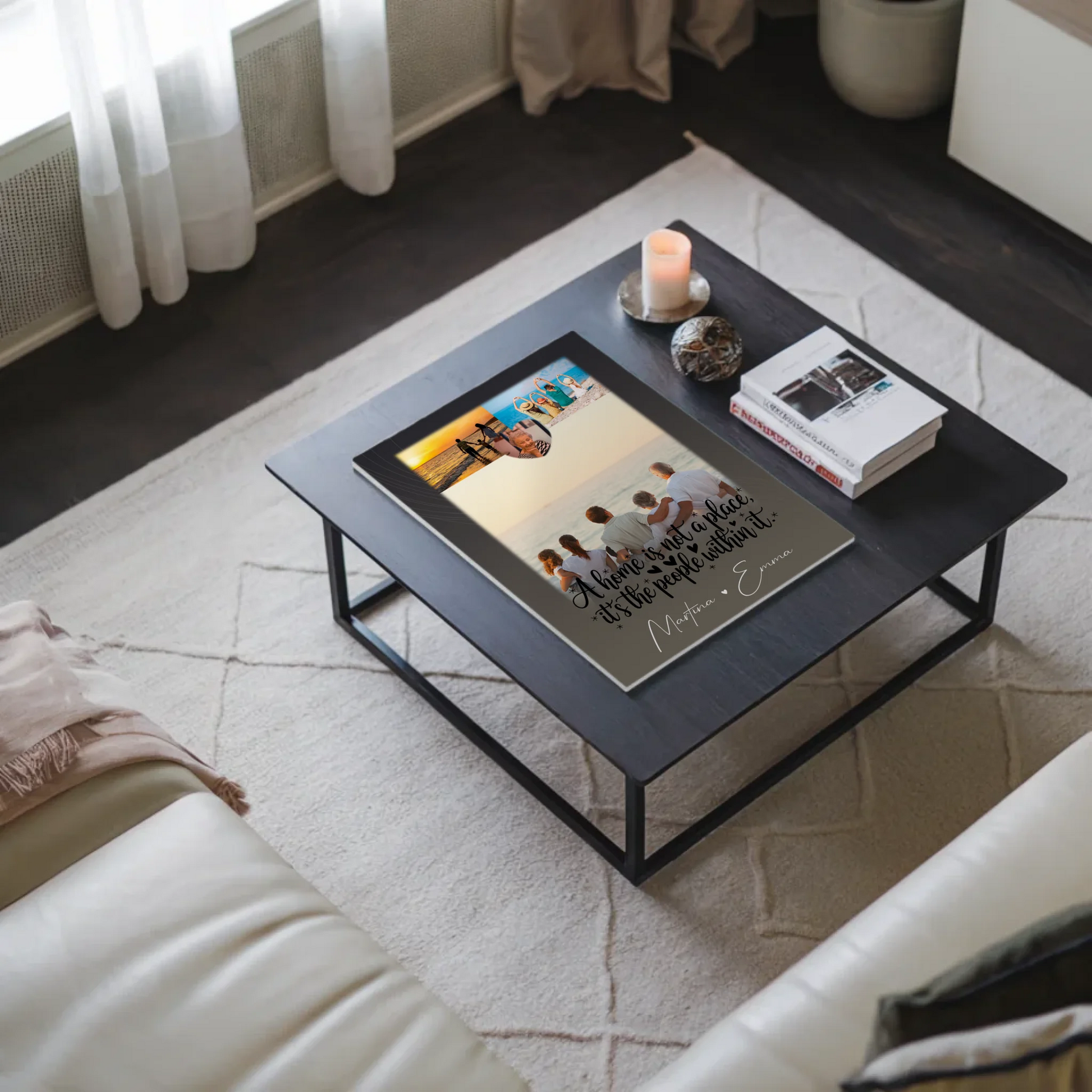 Familienbild Personalisiert mit 3 Fotos und 1 Herz Foto Home is Geschenk für die Familie 9