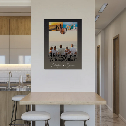 Familienbild Personalisiert mit 3 Fotos und 1 Herz Foto Home is Geschenk für die Familie
