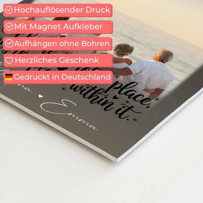 Familienbild Personalisiert mit 3 Fotos und 1 Herz Foto Home is Geschenk für die Familie