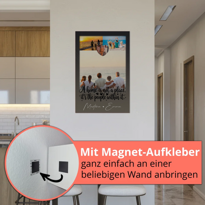 Familienbild Personalisiert mit 3 Fotos und 1 Herz Foto Home is Geschenk für die Familie