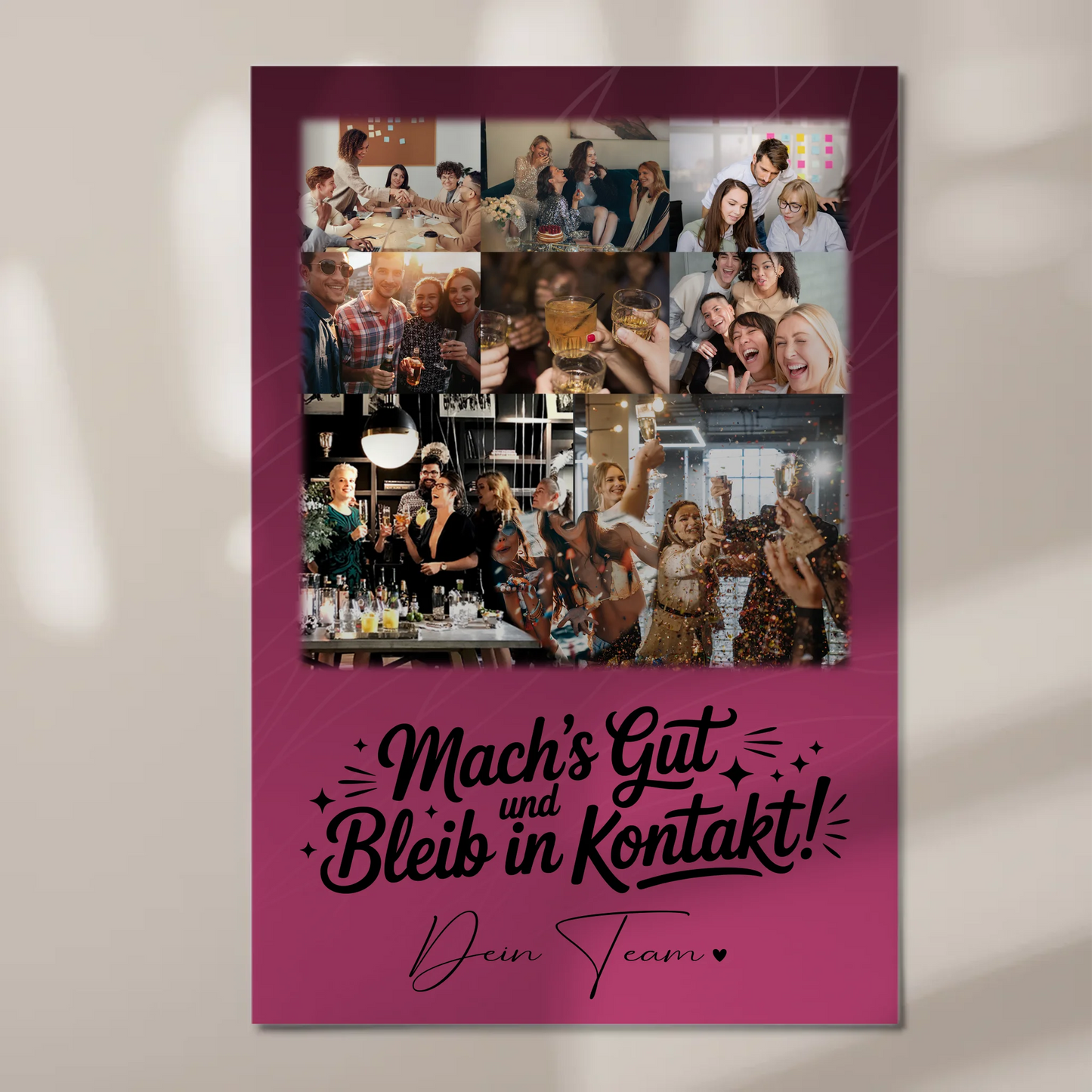 Magnetposter Fotoboard mit 8 Fotos und 1 Herz Foto Halb so chaotisch und halb so schön 1