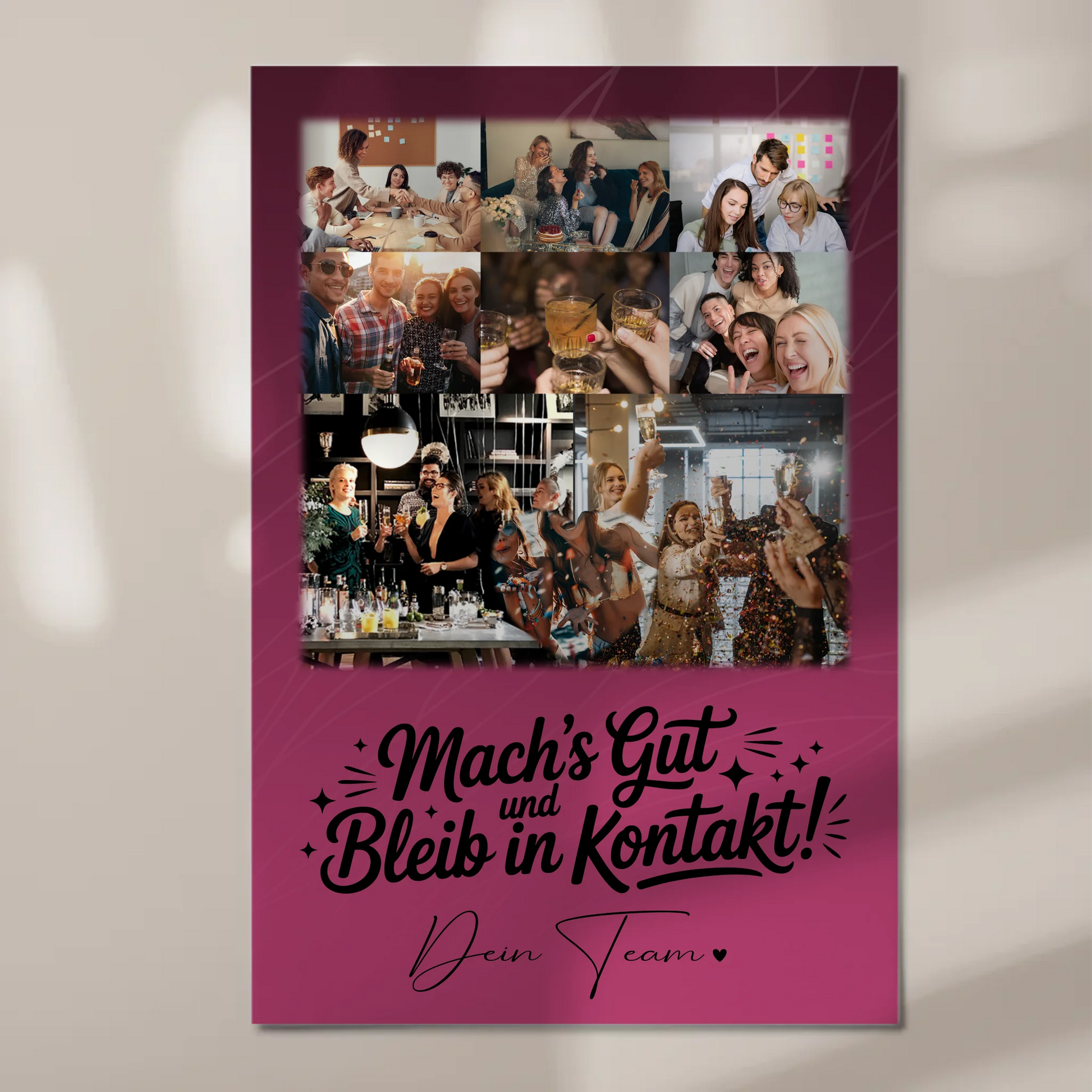 Magnetposter Fotoboard mit 8 Fotos und 1 Herz Foto Halb so chaotisch und halb so schön 1