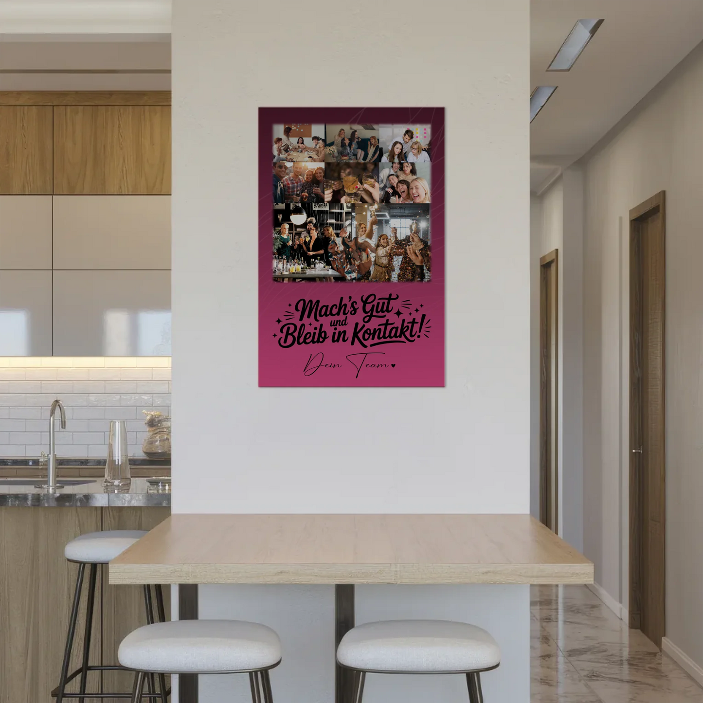 Magnetposter Fotoboard mit 8 Fotos und 1 Herz Foto Halb so chaotisch und halb so schön