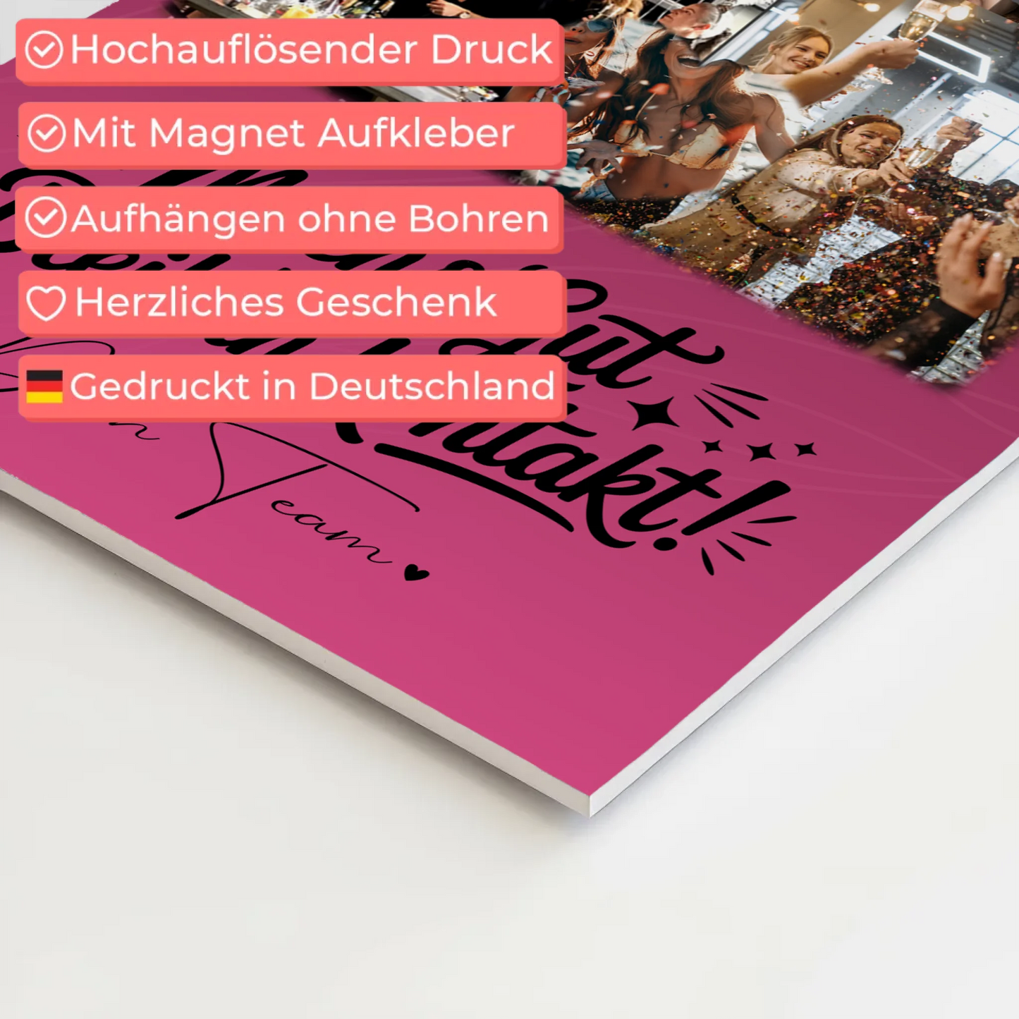 Magnetposter Fotoboard mit 8 Fotos und 1 Herz Foto Halb so chaotisch und halb so schön