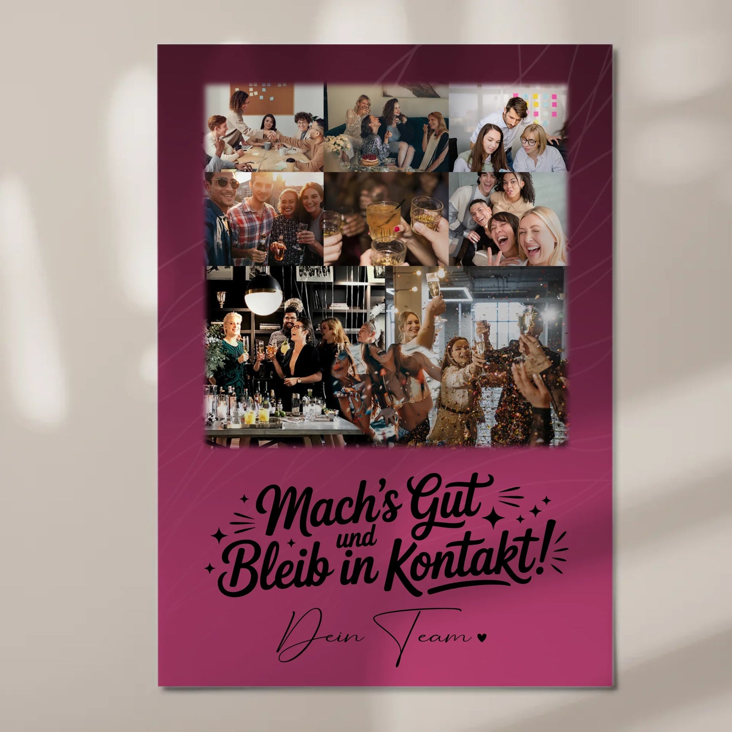 Magnetposter Fotoboard mit 8 Fotos und 1 Herz Foto Halb so chaotisch und halb so schön