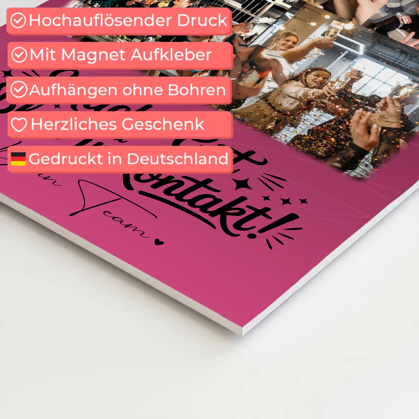 Magnetposter Fotoboard mit 8 Fotos und 1 Herz Foto Halb so chaotisch und halb so schön