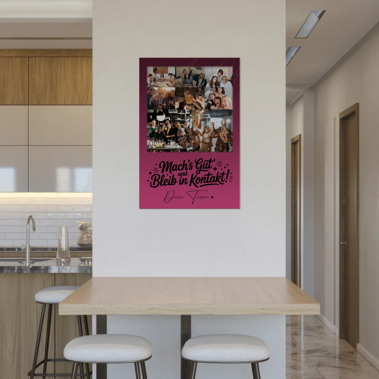 Magnetposter Fotoboard mit 8 Fotos und 1 Herz Foto Halb so chaotisch und halb so schön