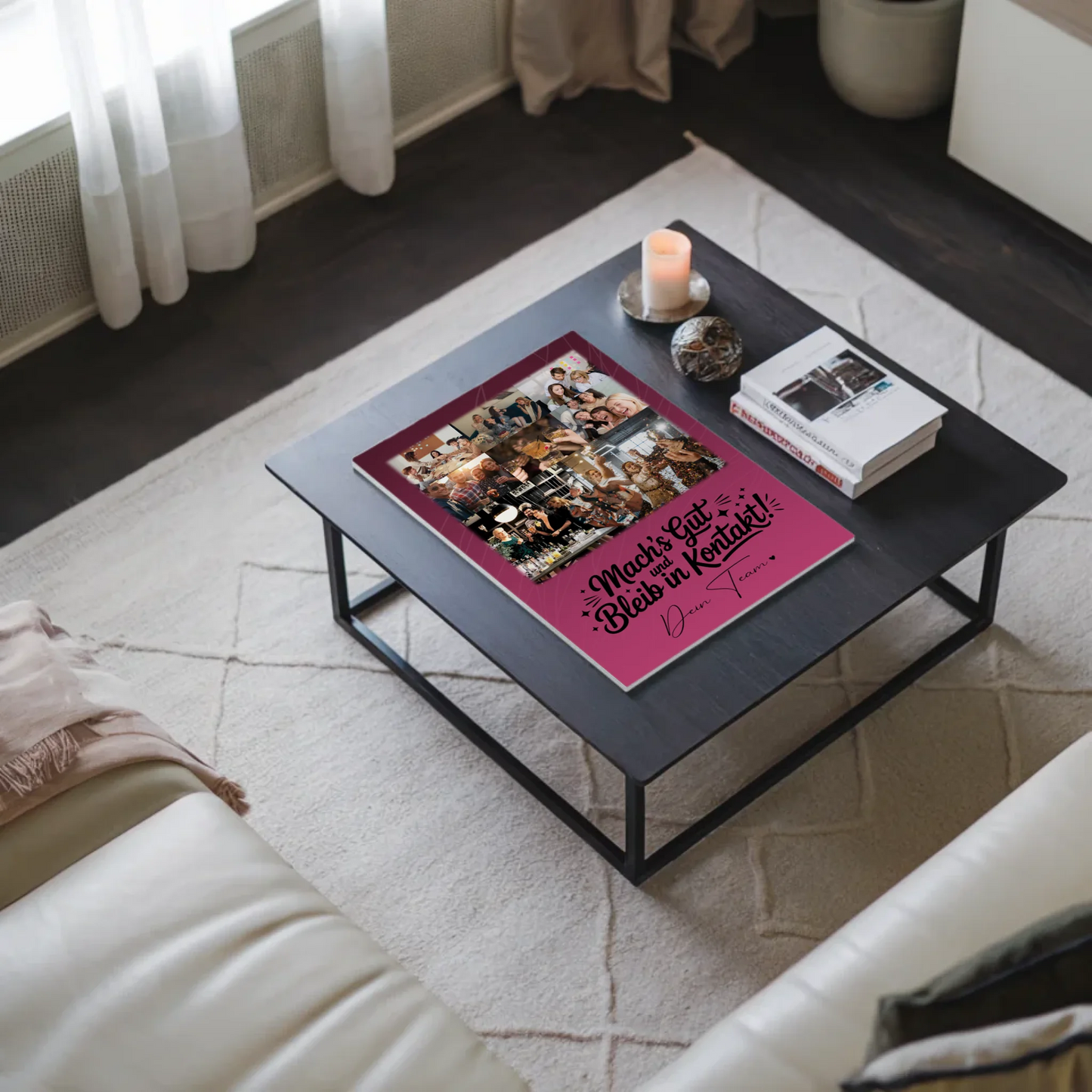 Magnetposter Fotoboard mit 8 Fotos und 1 Herz Foto Halb so chaotisch und halb so schön