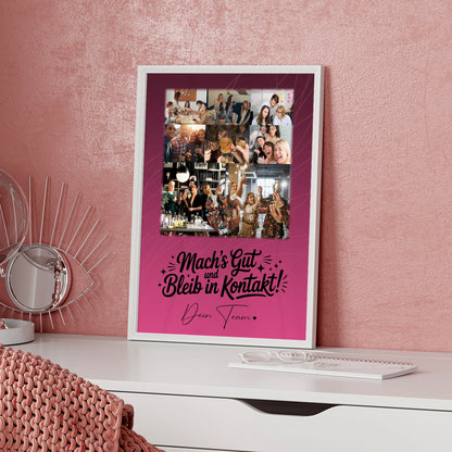 Team Abschied Poster Halb so chaotisch und halb so schön mit 8 Fotos und 1 Herz Foto