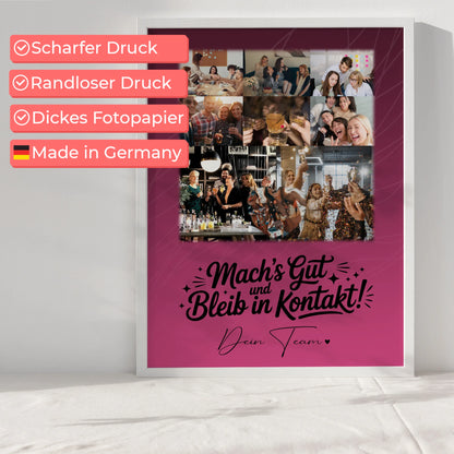 Team Abschied Poster Halb so chaotisch und halb so schön mit 8 Fotos und 1 Herz Foto