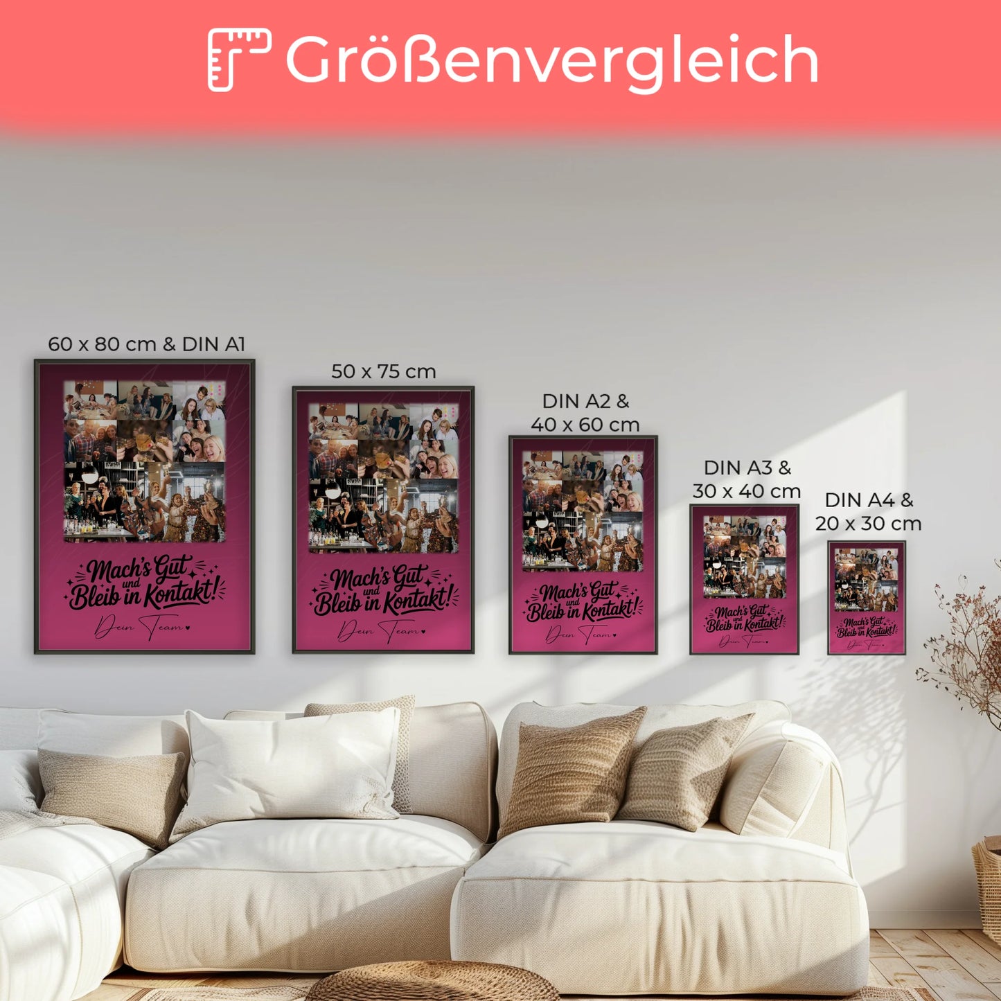 Team Abschied Poster Halb so chaotisch und halb so schön mit 8 Fotos und 1 Herz Foto