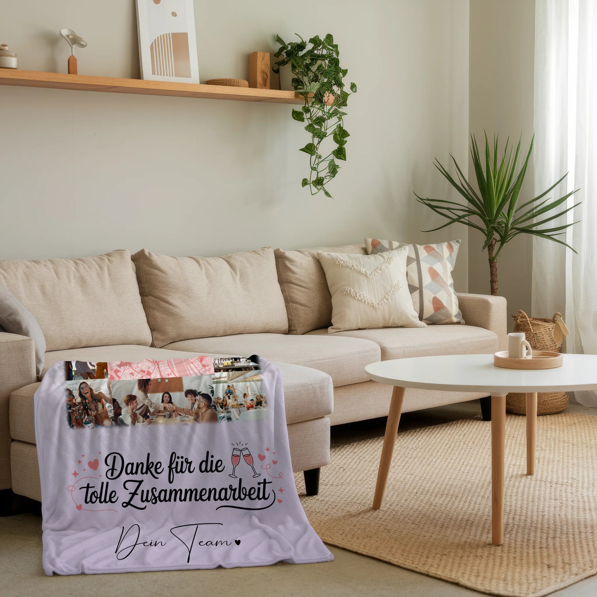 Personalisierte Namensdecke mit 10 Fotos und Karte in der Mitte Ein Leben lang an deiner Seite 4