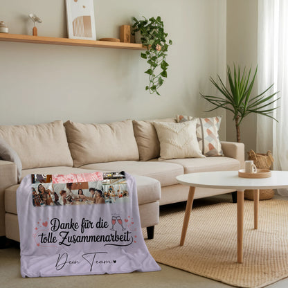 Personalisierte Namensdecke mit 10 Fotos und Karte in der Mitte Ein Leben lang an deiner Seite 4