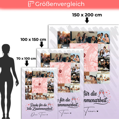 Personalisierte Namensdecke mit 10 Fotos und Karte in der Mitte Ein Leben lang an deiner Seite 5