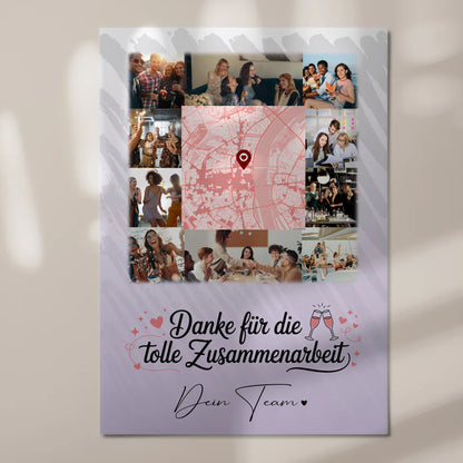 Magnetposter Fotoboard mit 10 Fotos und Karte in der Mitte Ein Leben lang an deiner Seite 7