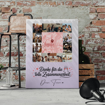 Personalisierte Leinwand mit 10 Fotos und Karte in der Mitte Ein Leben lang an deiner Seite 4