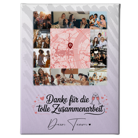 Personalisierte Leinwand mit 10 Fotos und Karte in der Mitte Ein Leben lang an deiner Seite 1