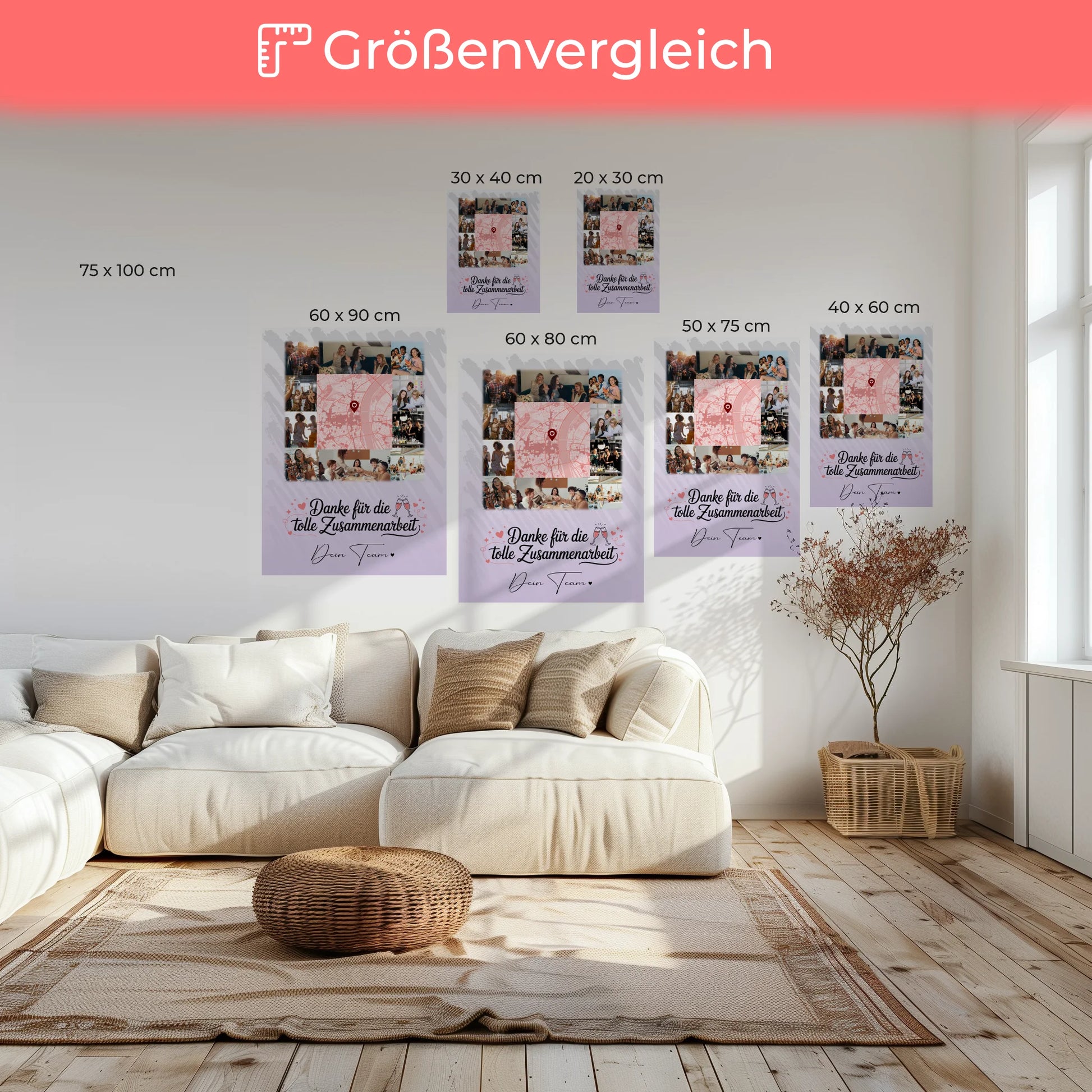 Personalisierte Leinwand mit 10 Fotos und Karte in der Mitte Ein Leben lang an deiner Seite 6
