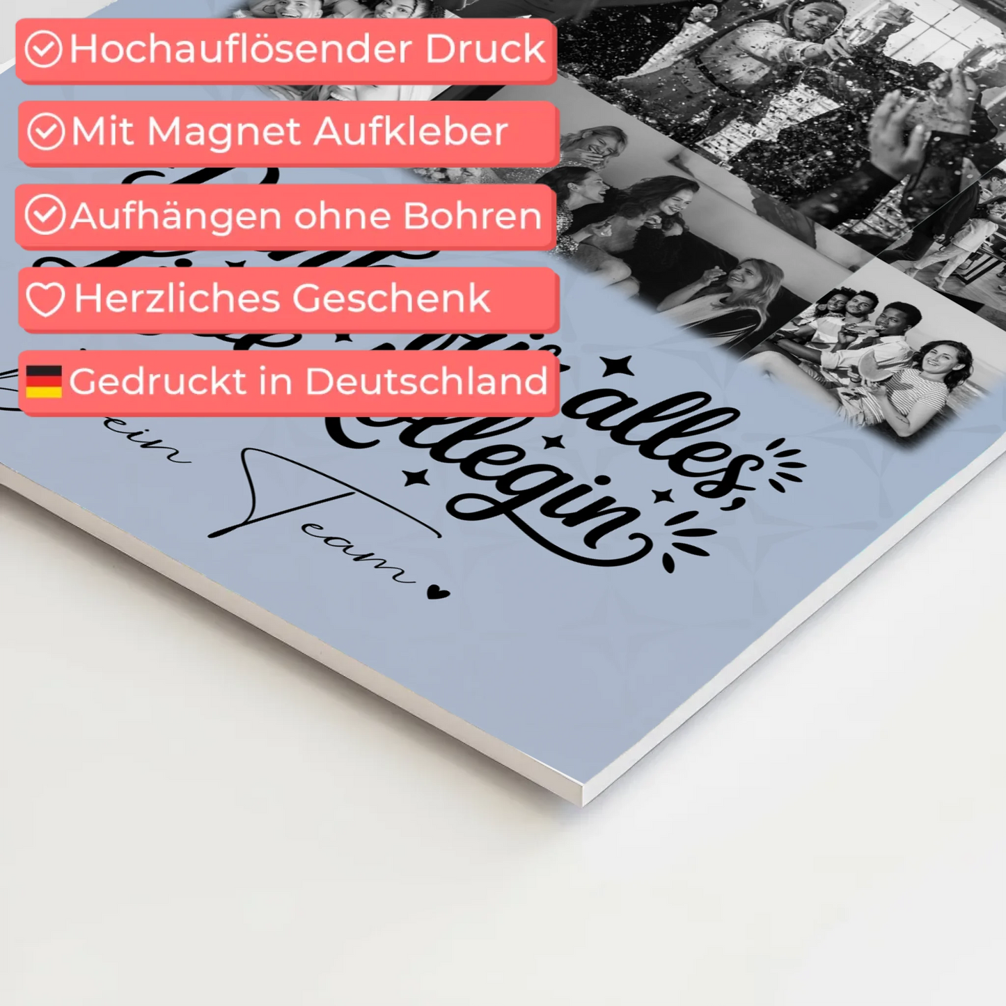 Personalisierbares Magnetposter Fotoboard mit 11 Fotos Life is better with you in it 4