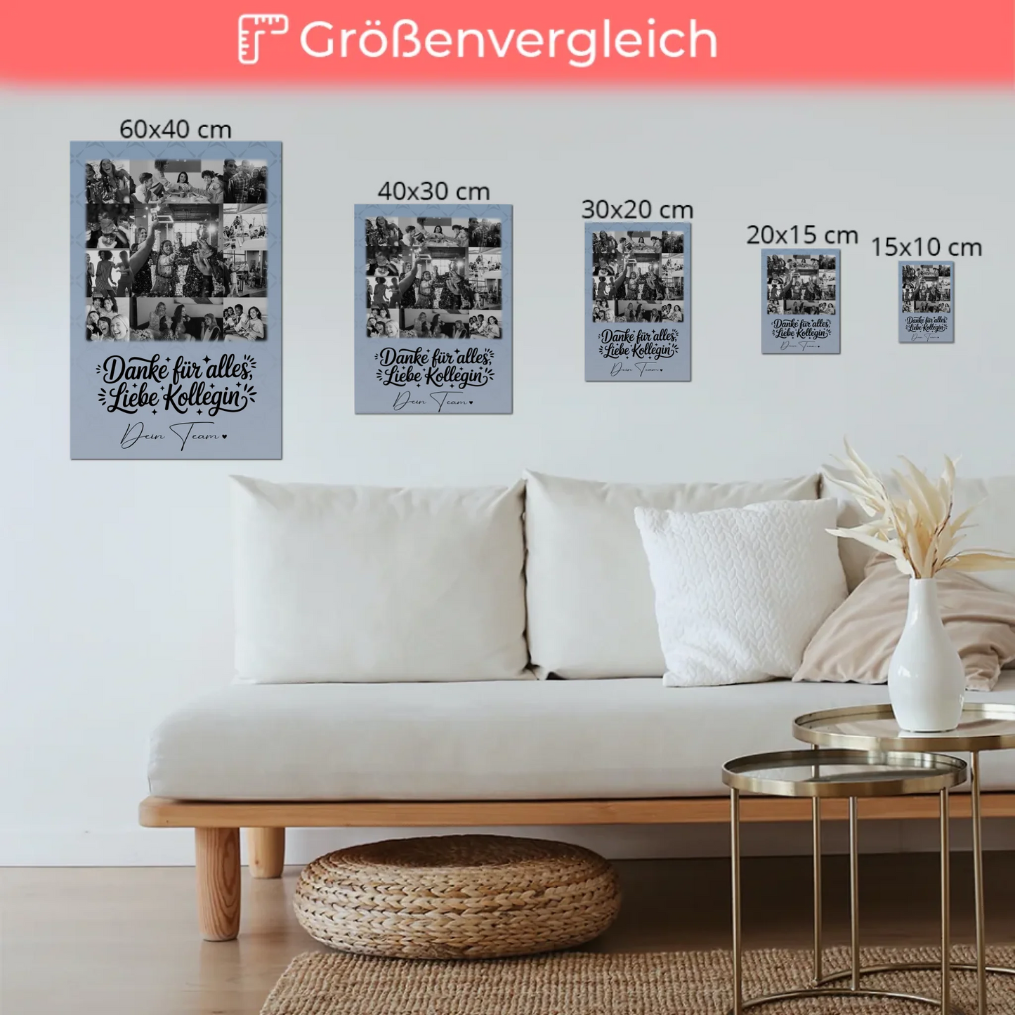 Personalisierbares Magnetposter Fotoboard mit 11 Fotos Life is better with you in it 6