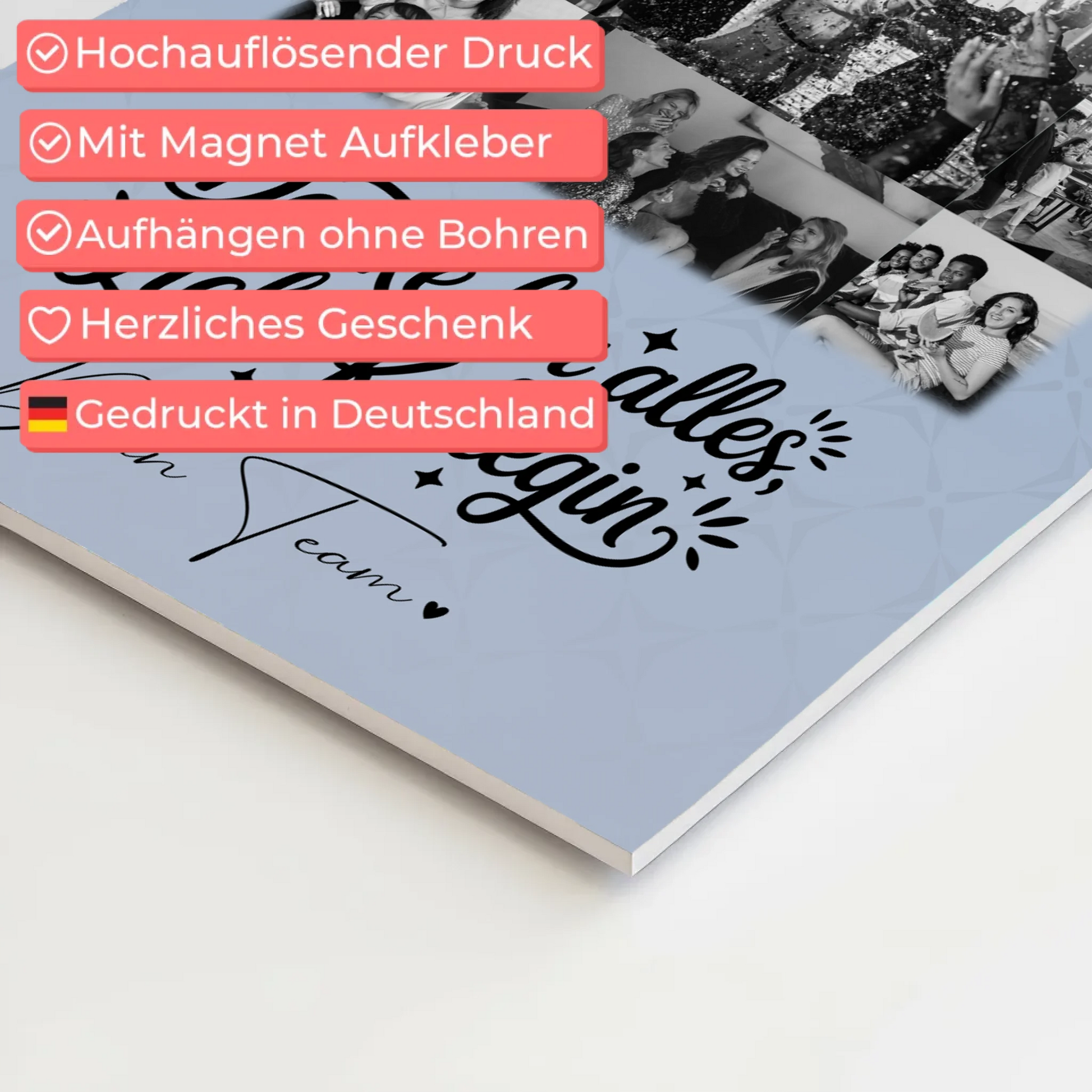 Personalisierbares Magnetposter Fotoboard mit 11 Fotos Life is better with you in it 10