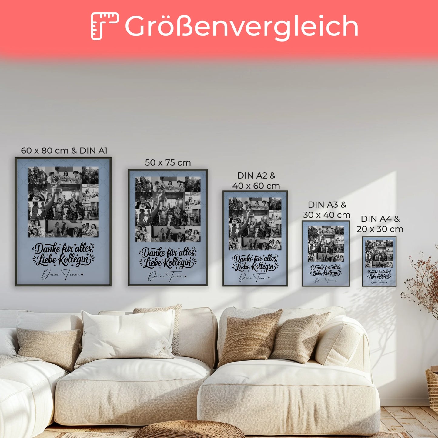 Team Abschied Poster personalisiert mit 11 Fotos Life is better with you in it