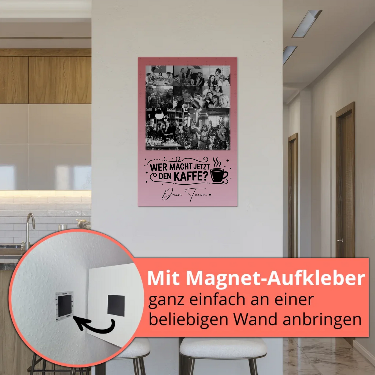 Magnetposter Fotoboard mit 8 Fotos und 1 Herz Foto Personalisiertes Geschenk Einfach so 5