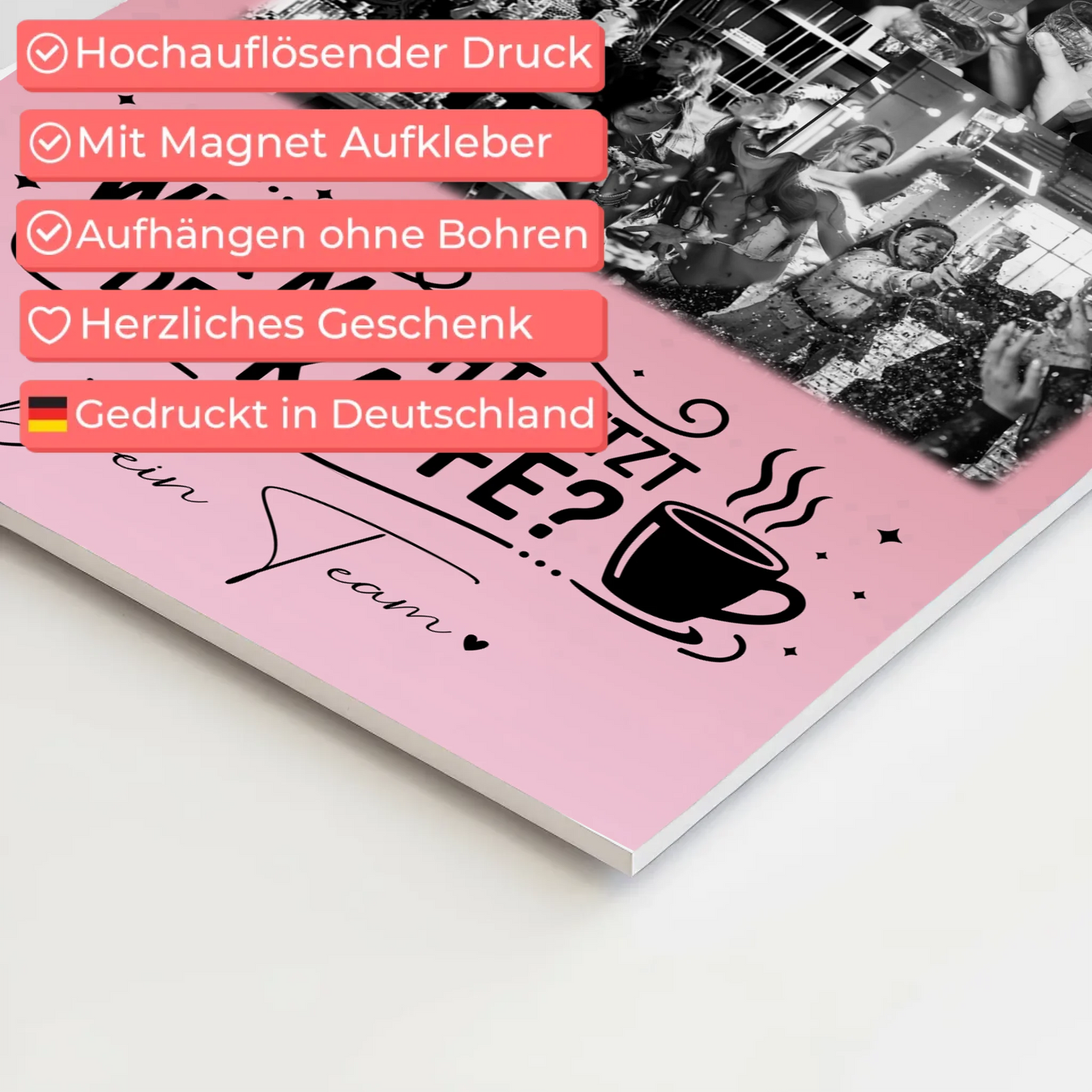 Magnetposter Fotoboard mit 8 Fotos und 1 Herz Foto Personalisiertes Geschenk Einfach so 4