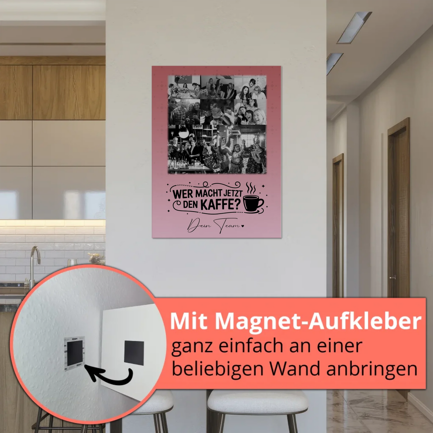 Magnetposter Fotoboard mit 8 Fotos und 1 Herz Foto Personalisiertes Geschenk Einfach so