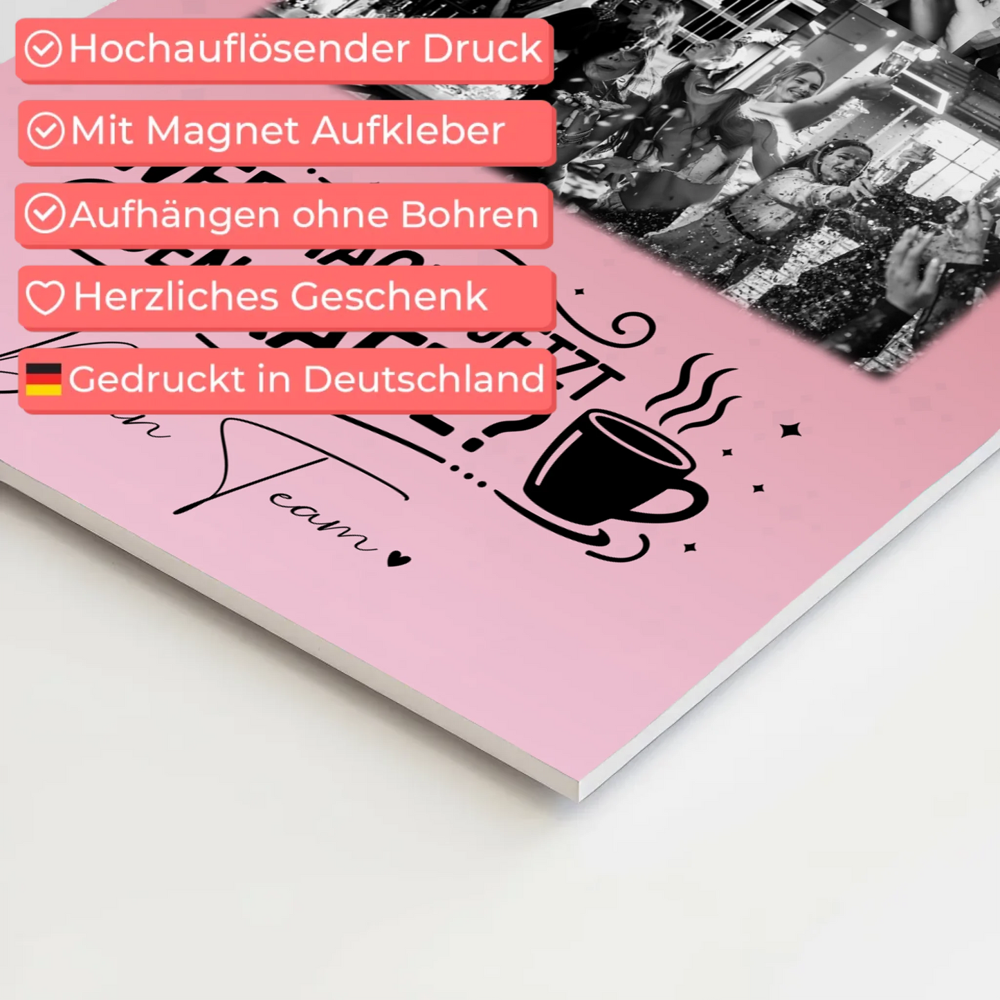 Magnetposter Fotoboard mit 8 Fotos und 1 Herz Foto Personalisiertes Geschenk Einfach so 10