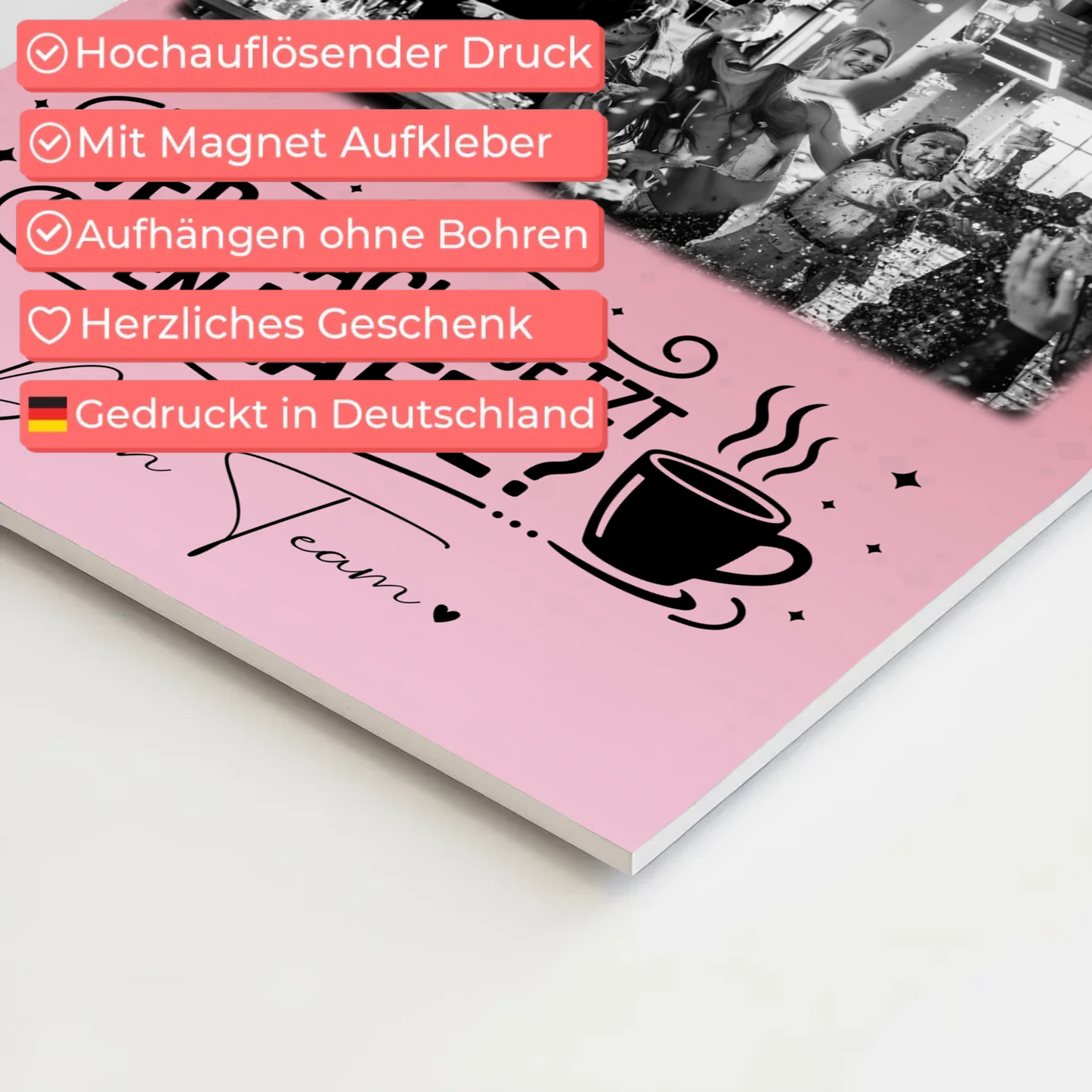 Magnetposter Fotoboard mit 8 Fotos und 1 Herz Foto Personalisiertes Geschenk Einfach so