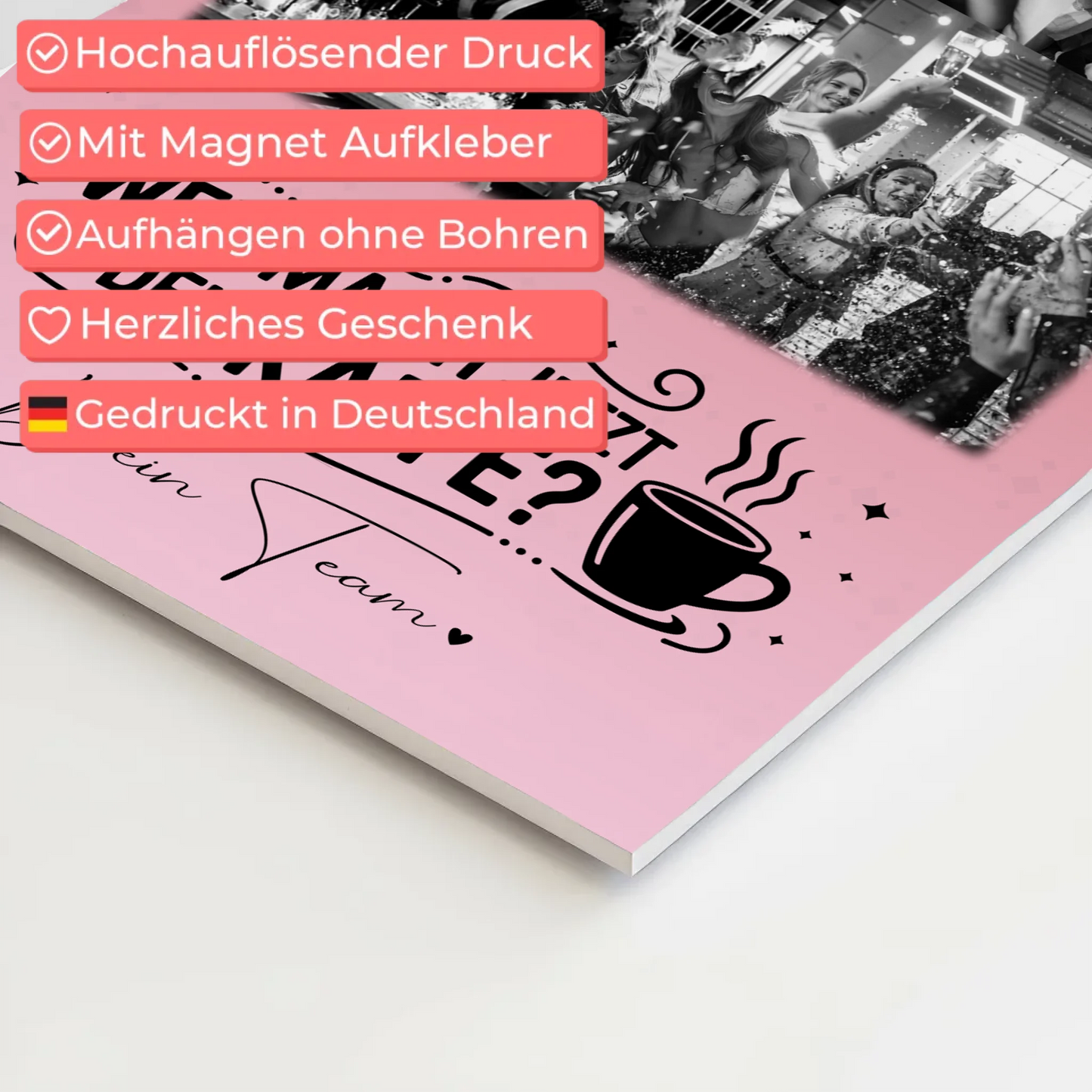 Magnetposter Fotoboard mit 8 Fotos und 1 Herz Foto Personalisiertes Geschenk Einfach so