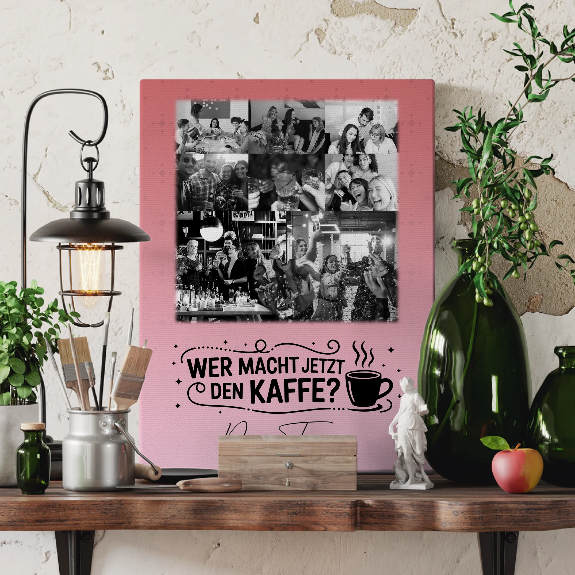 Personalisierte Leinwand Wandbild mit 8 Fotos und 1 Herz Foto Einfach so für besondere Geschenke 3